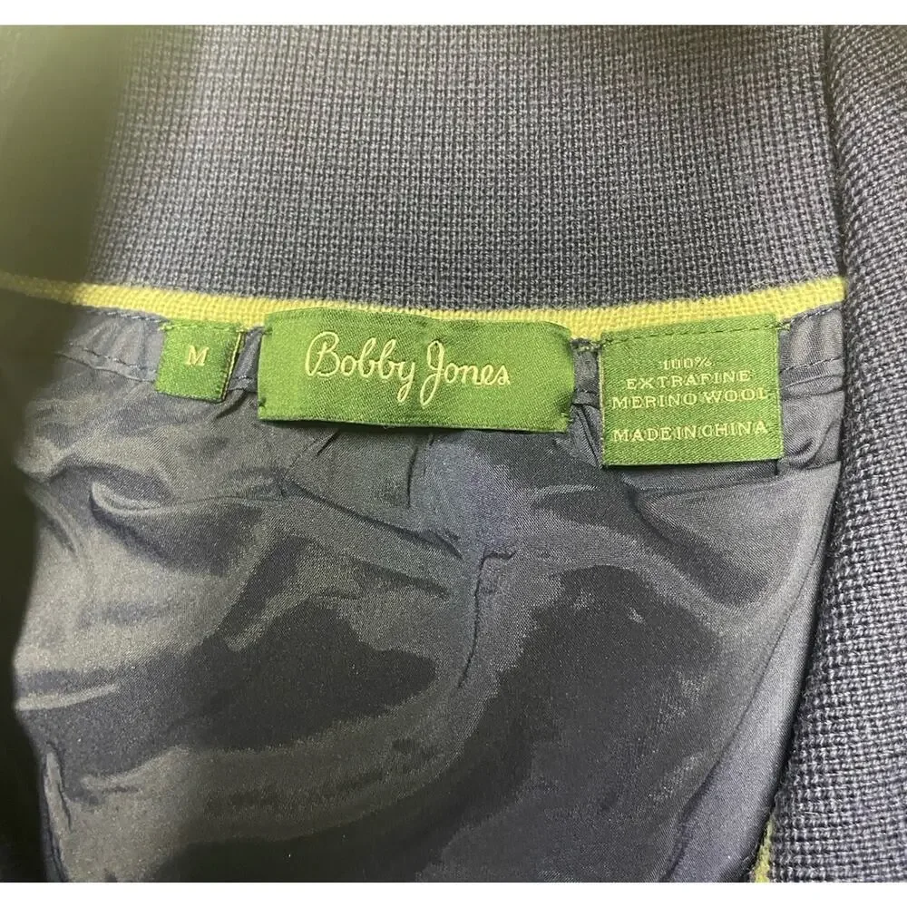 Bobby Jones  1/4 zip golf sweatshirt Merino Wool men’s size M Navy Blue Golfwear